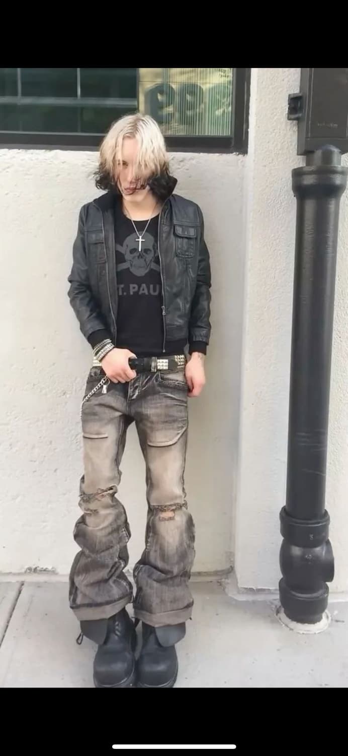 빈티지 견장 포켓 레더 자켓 상품이미지5