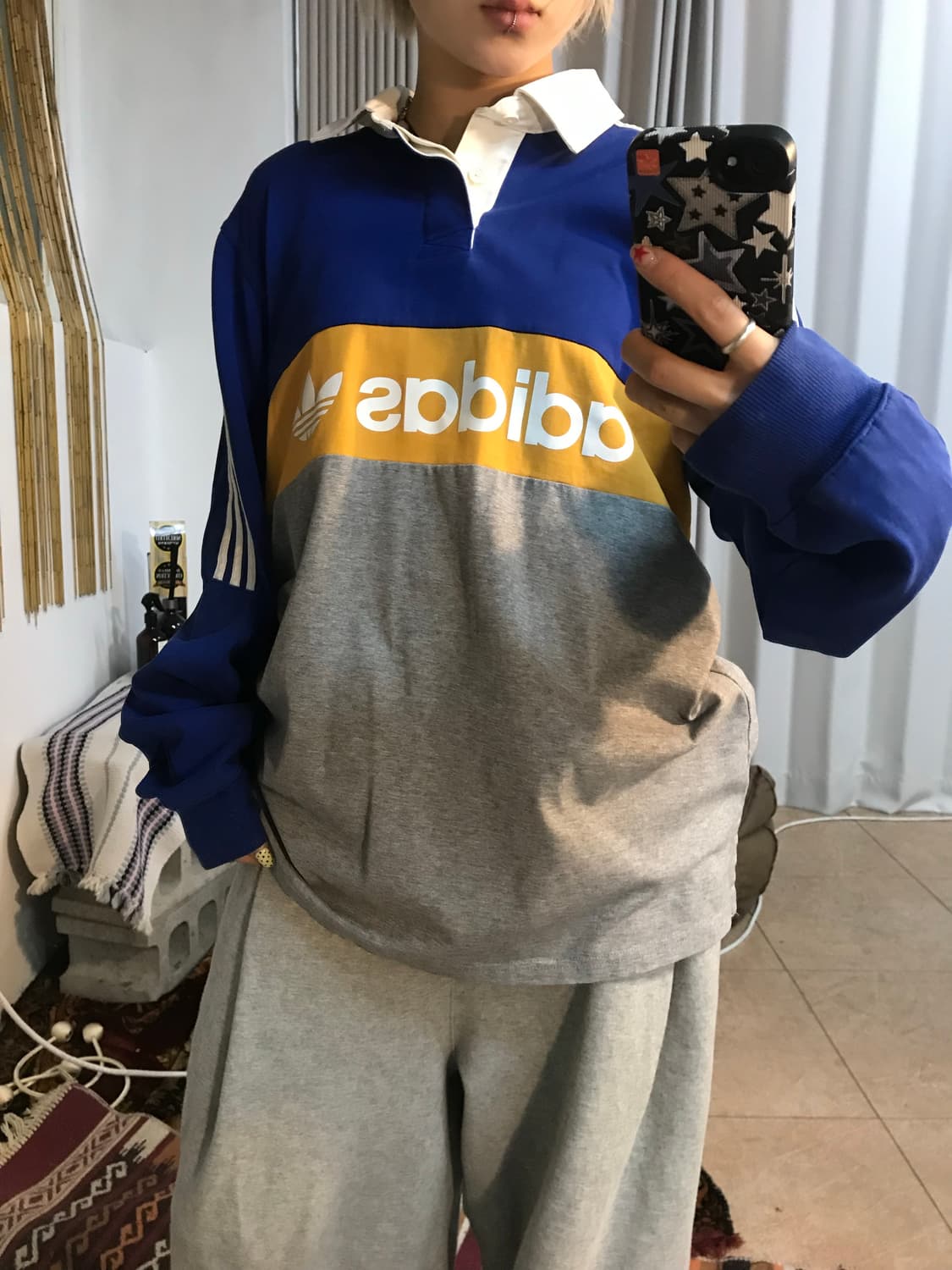 아디다스 배색 긴팔 카라티  상품이미지1