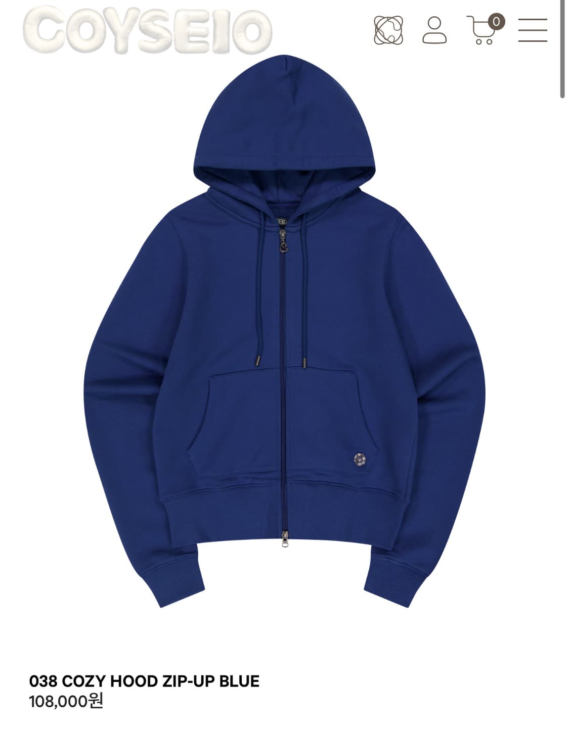 코이세이오 COYSEIO 038 COZY HOOD ZIP-UP BLUE 상품이미지1