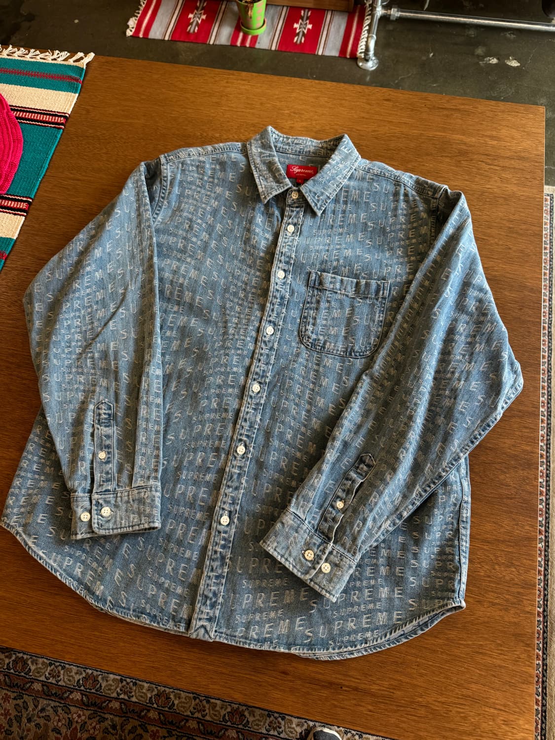 [L] 슈프림 워프 자카드 로고 데님 셔츠 상품이미지6