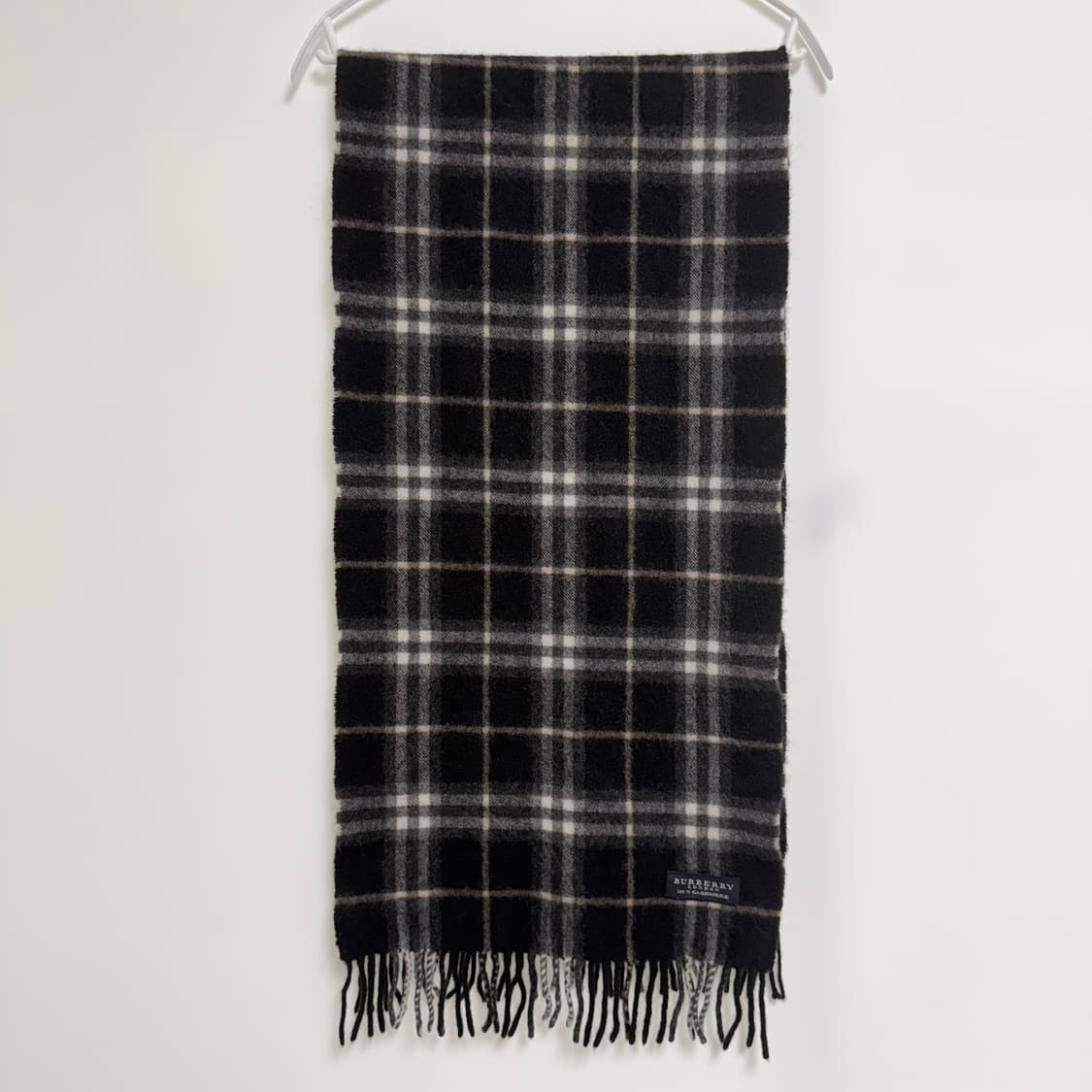 [캐시미어 100%] 버버리 블랙 체크 머플러 목도리 상품이미지4