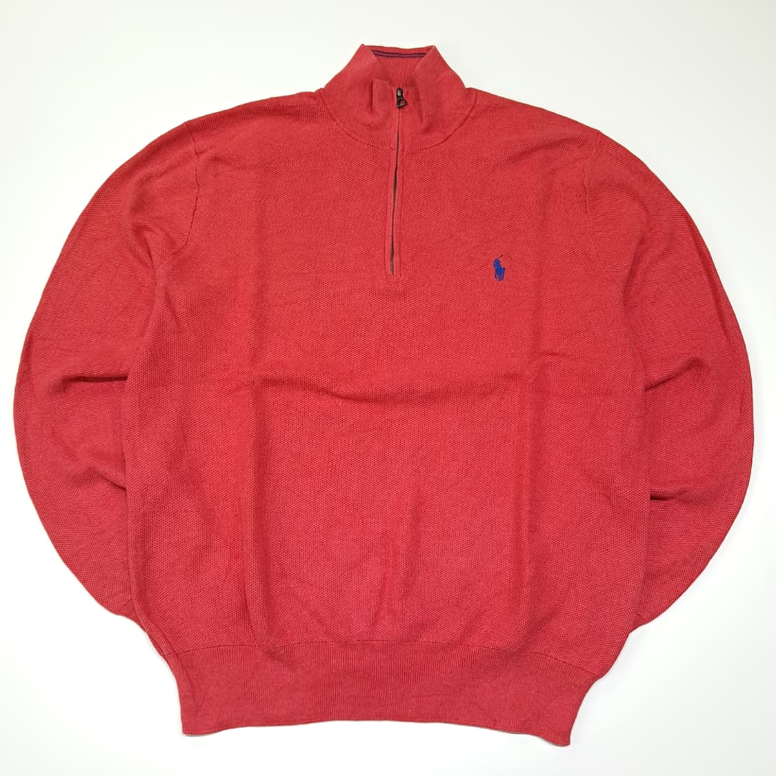 CL029 L 폴로 랄프로렌 유럽판 텍스처 레드 애플 하프 집업 니트 상품이미지1