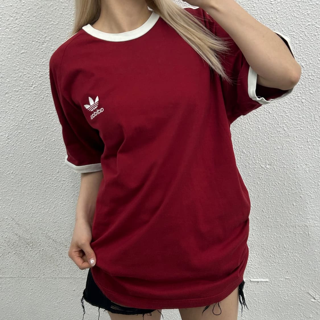 아디다스 화이트라인 버건디 반팔 XL 상품이미지1