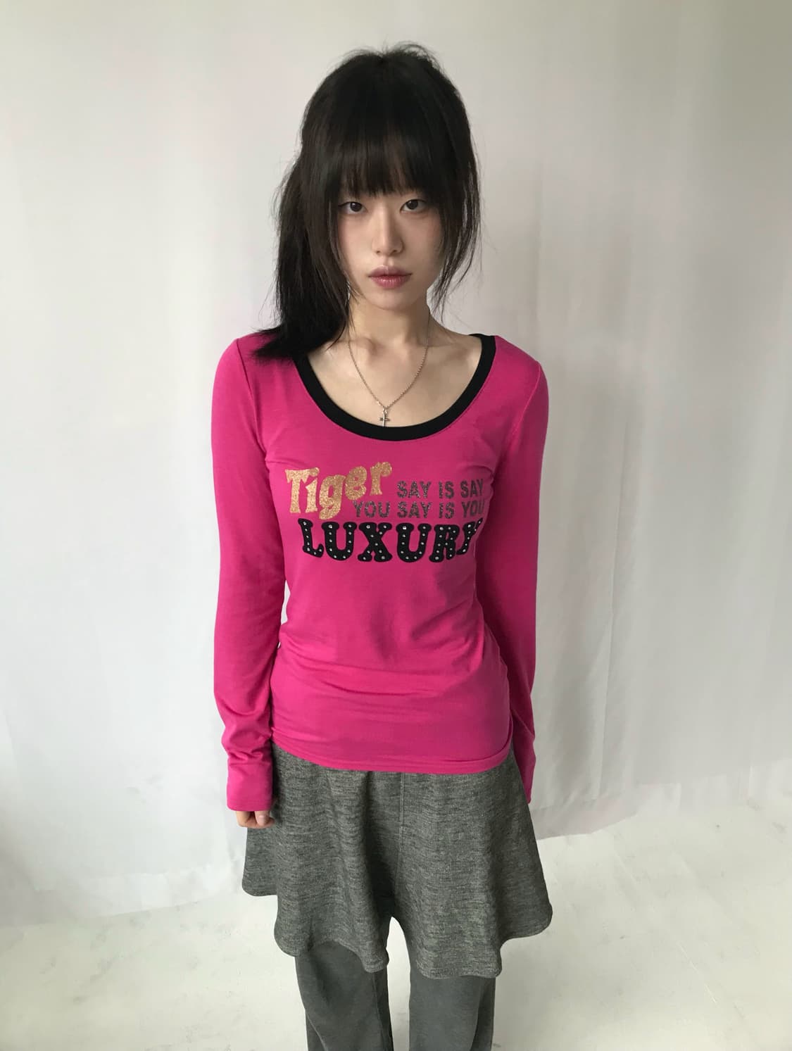 펑키 핑크 슬림 티셔츠 상품이미지1