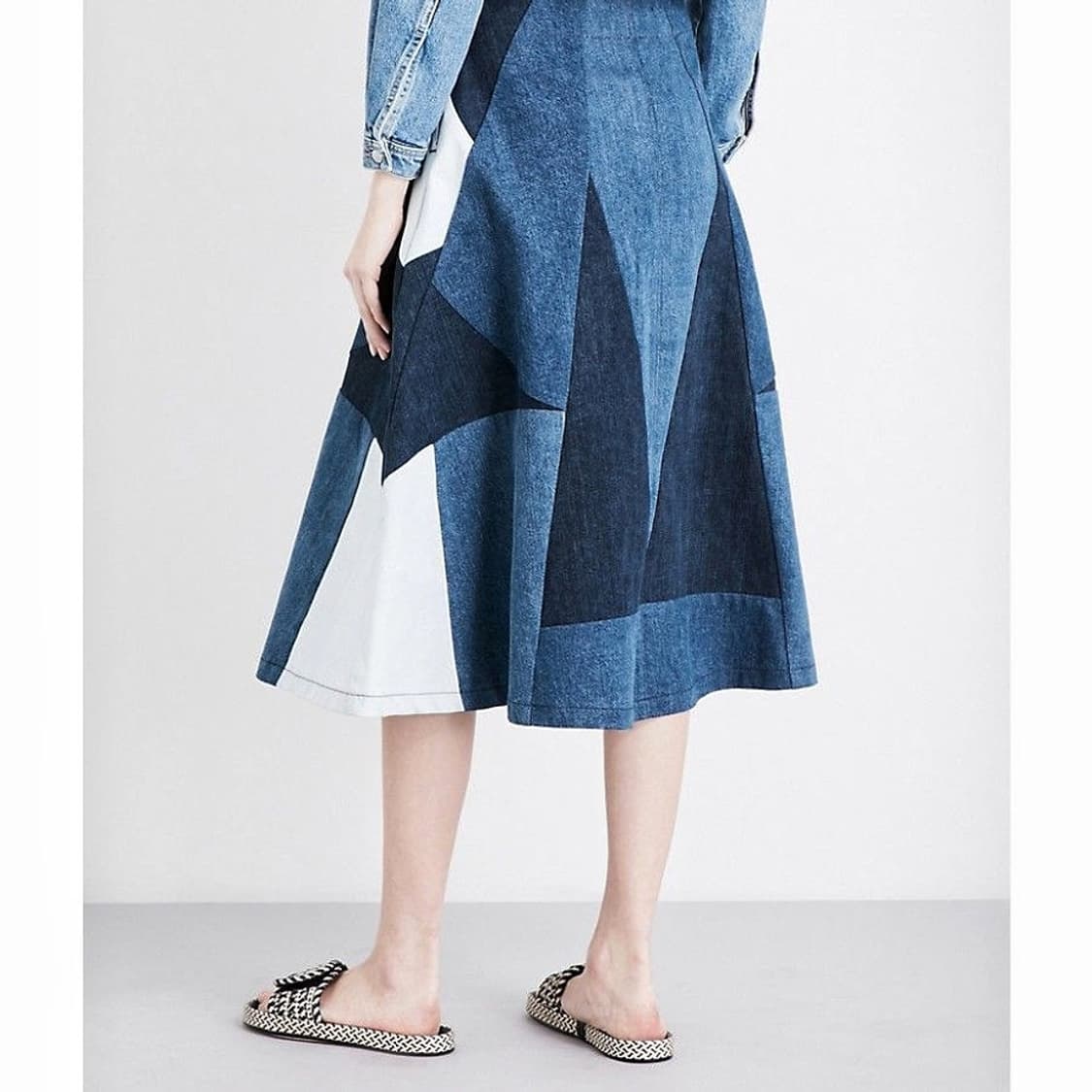 마쥬 패치워크 데님 미디 스커트 상품이미지2