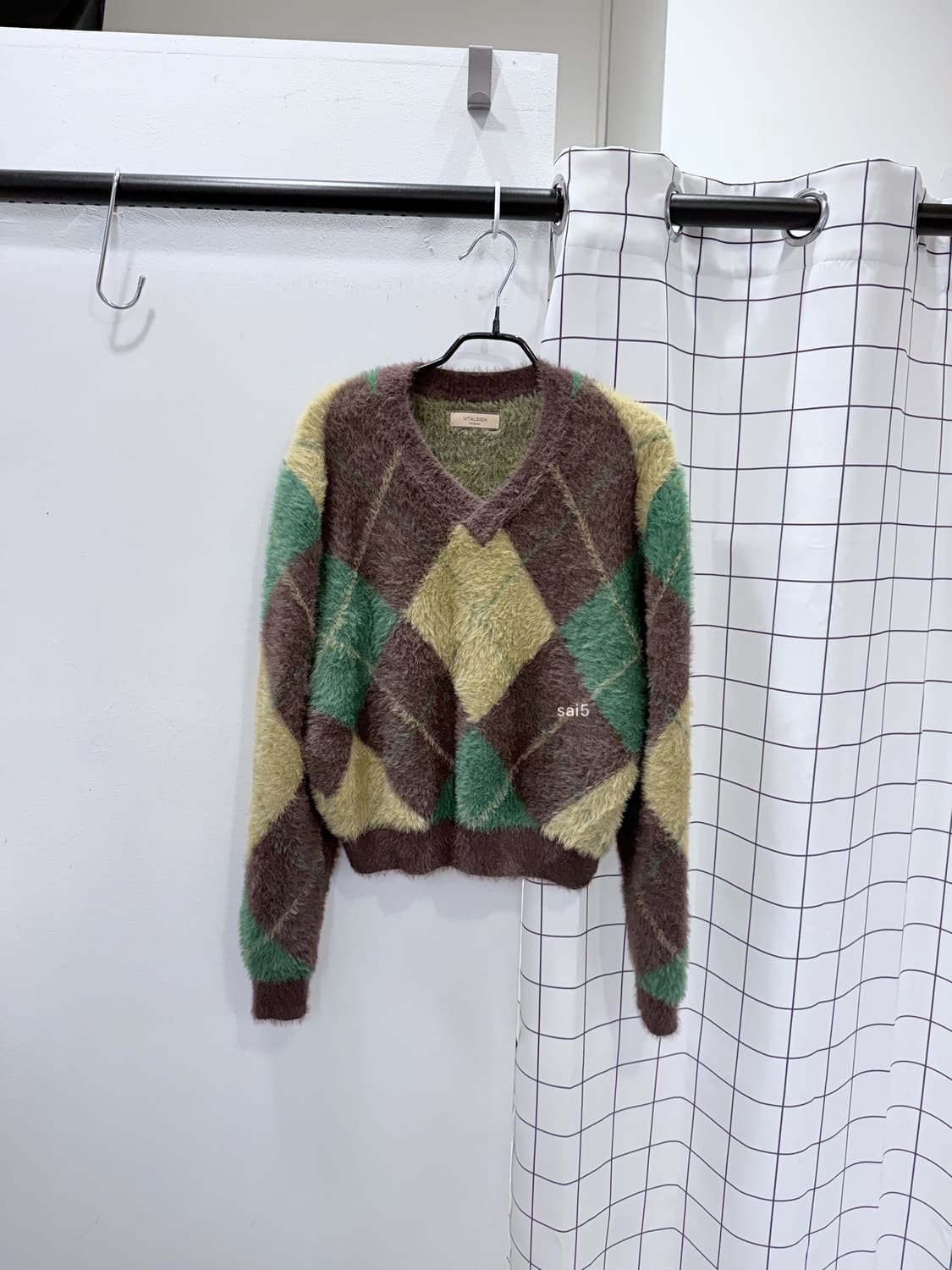 바이탈싸인 모헤어 아가일 퍼 니트  상품이미지2