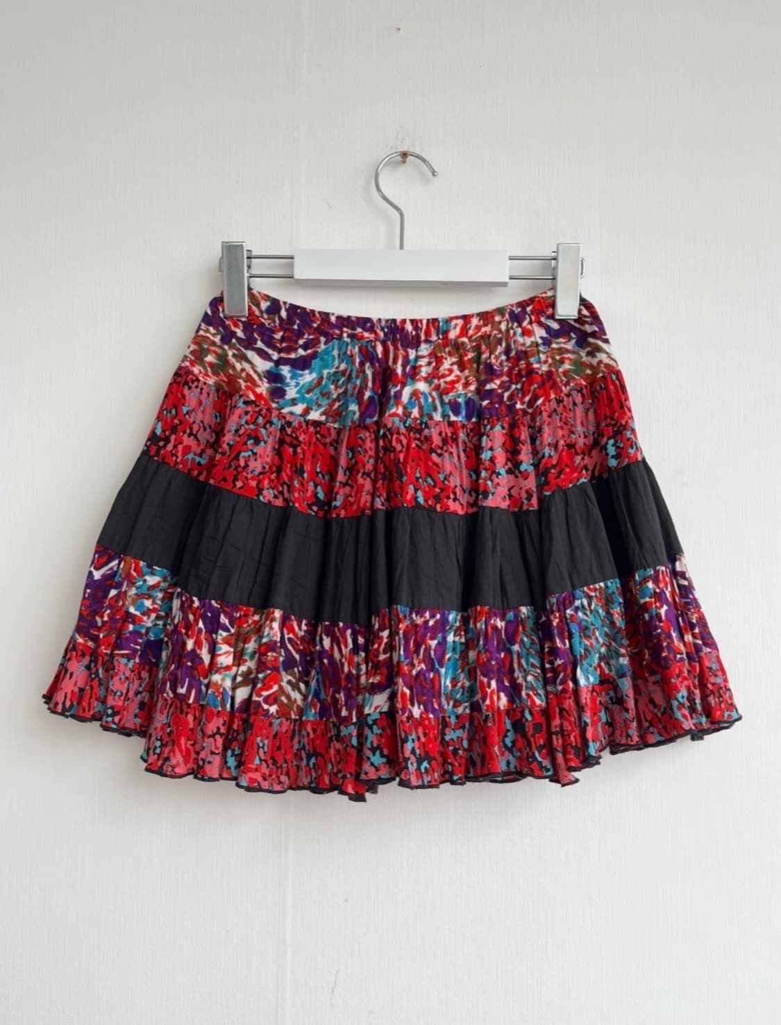 레드 믹스 패턴 캉캉 미니 스커트 상품이미지1