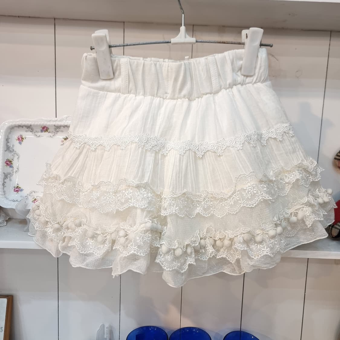 일본 로리타 화이트 레이스 프릴 스커트 상품이미지2