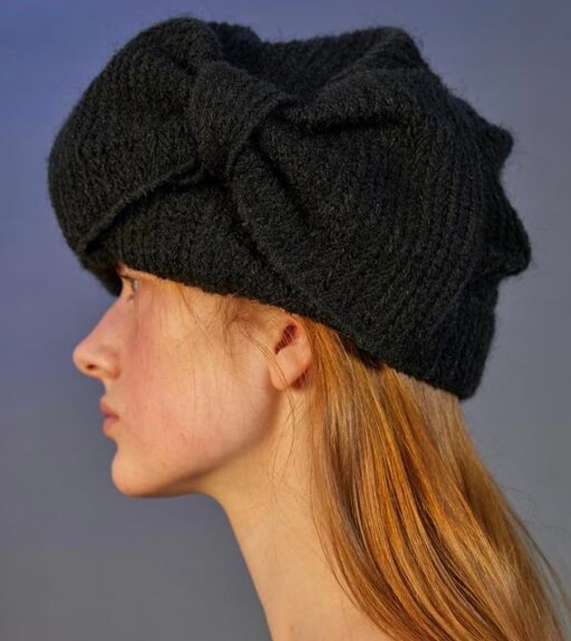 어썸니즈 터번햇 비니 리본 블랙 상품이미지1