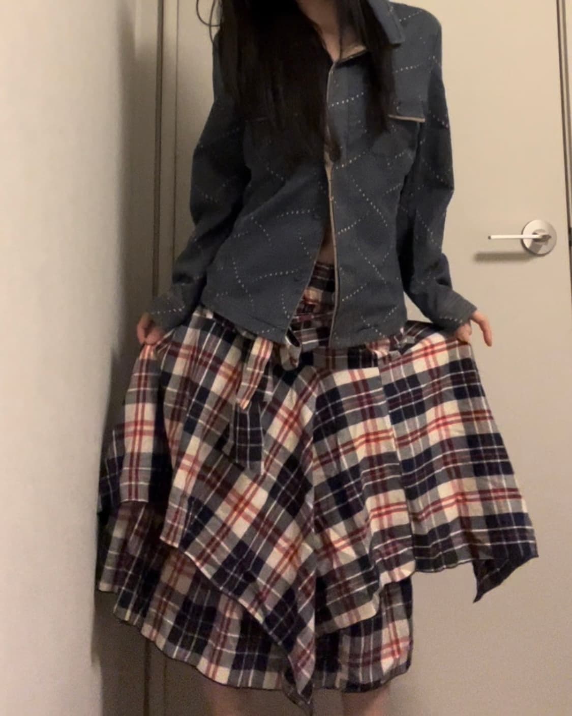 check ribbon midi skirt 상품이미지5