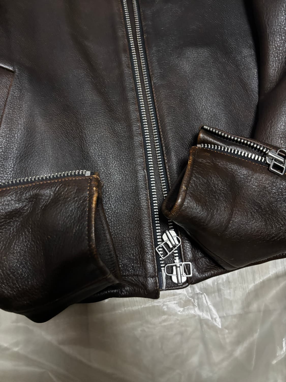 토니웩 크롭 레더 자켓 브라운 상품이미지4