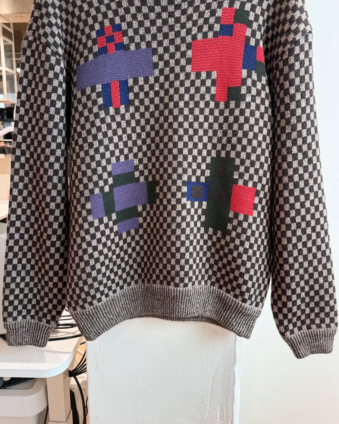 이세이미야케 맨 브라운 체크 인타르시아 니트  상품이미지6