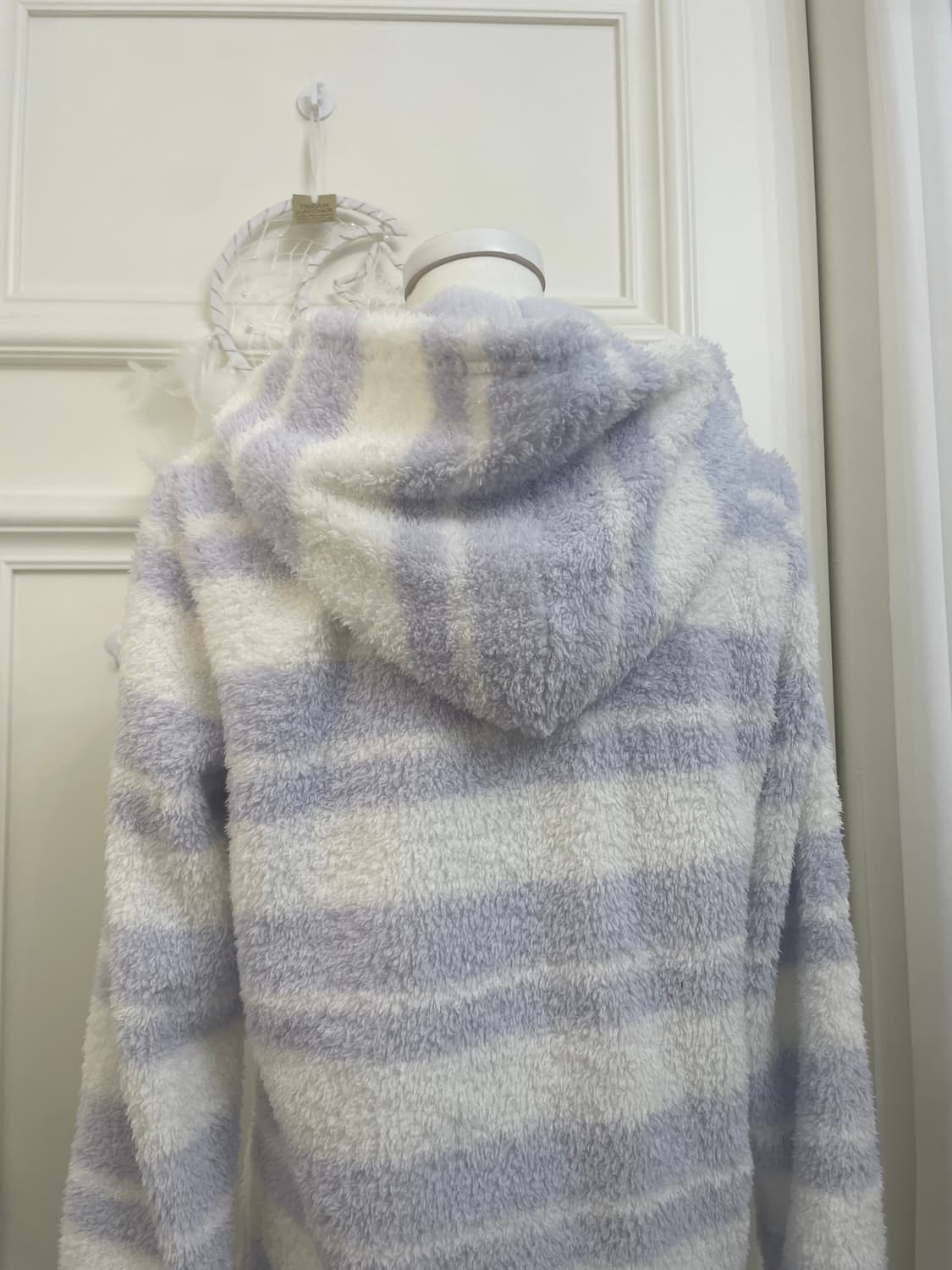 ivory blueberry stripe fur hoodie-zip 상품이미지4