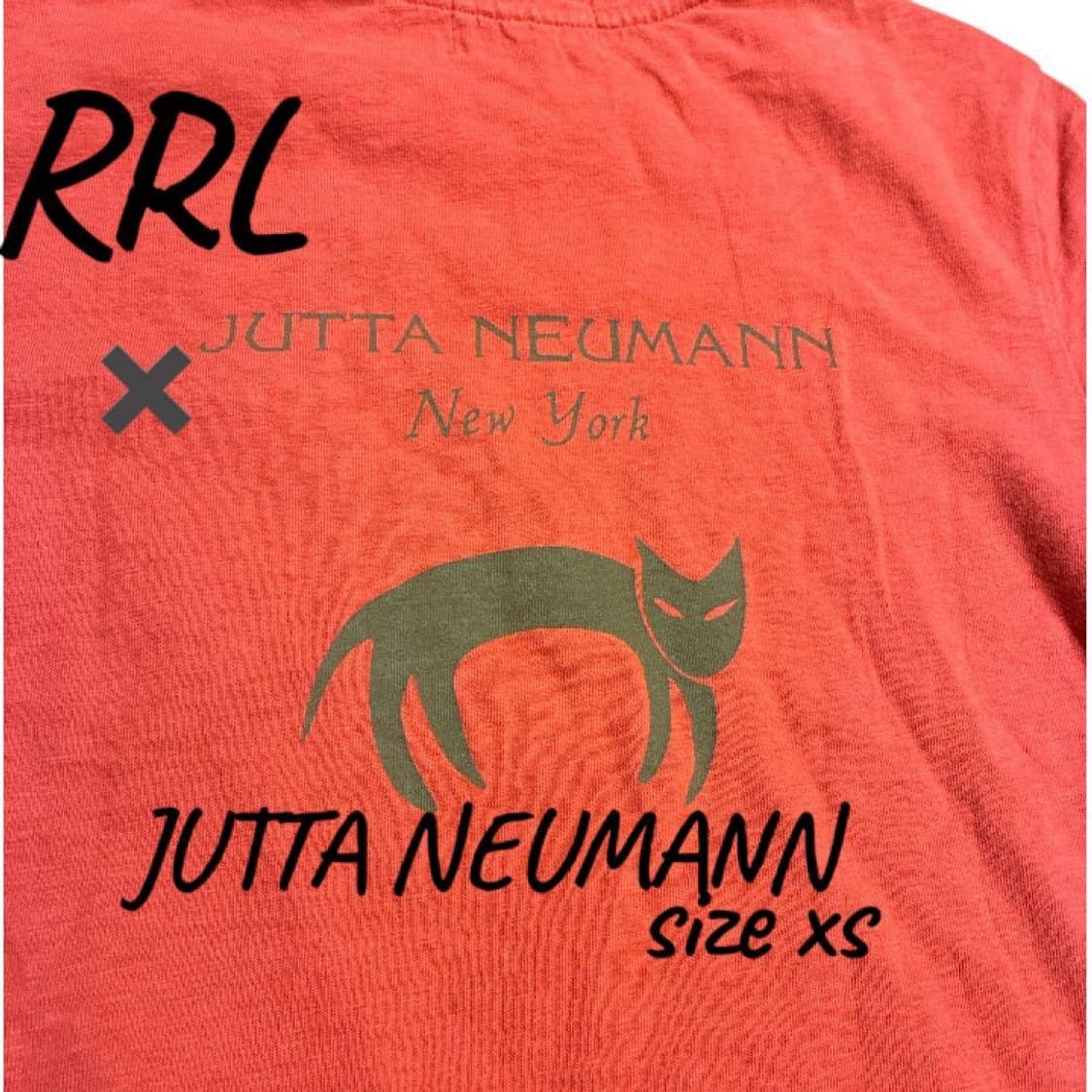 RRL 더블알엘 X 쥬타뉴먼 콜라보 로고 포켓 반팔 티셔츠 오렌지 상품이미지3