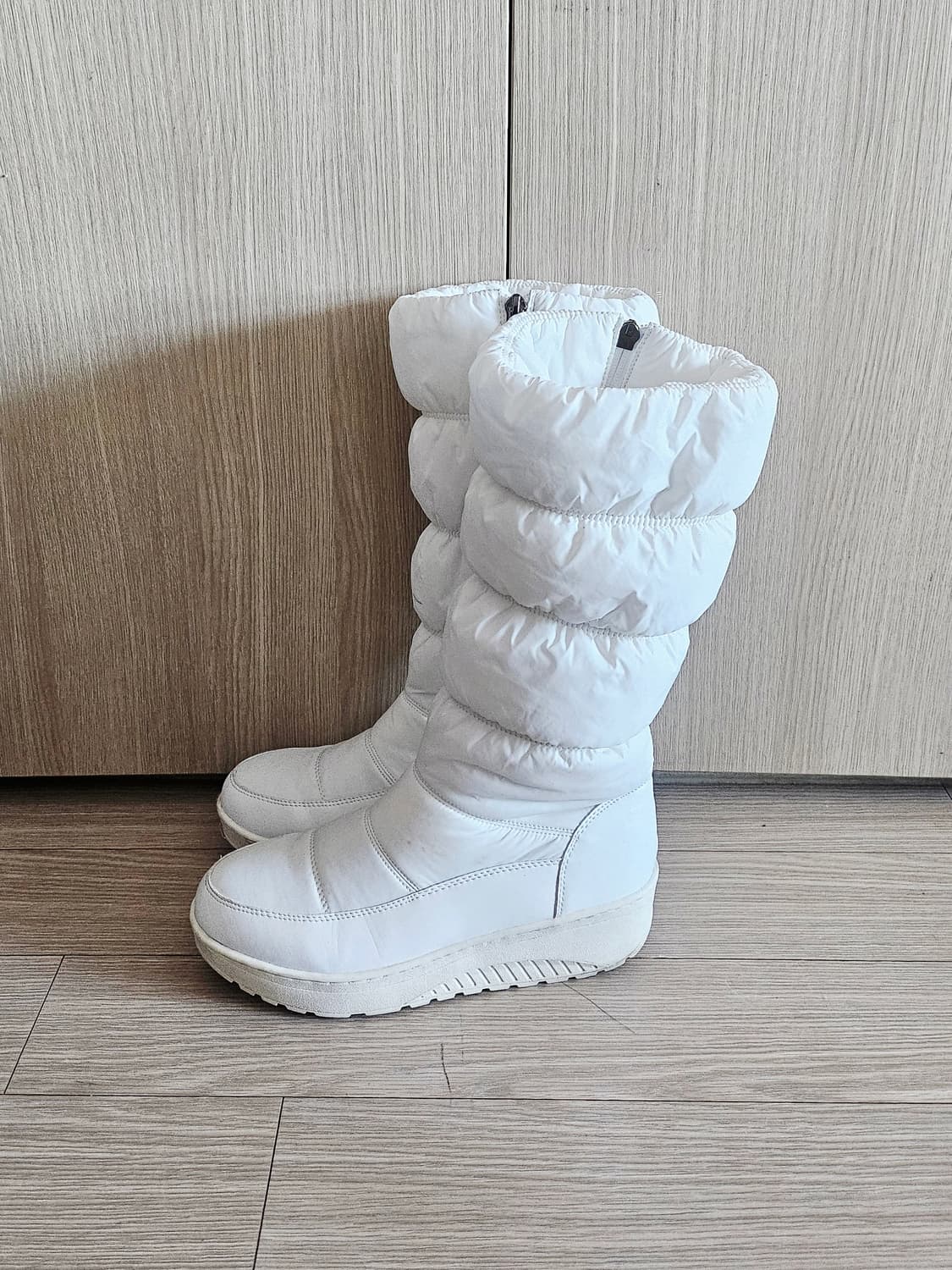 화이트아이보리 패딩 롱부츠 240 지퍼형 | 털깔창 포함 5cm키높이 상품이미지4