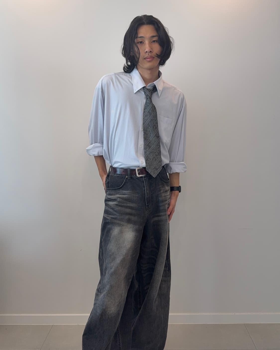 빈티지 드레스 셔츠 & 패턴 넥타이 코디 세트 상품이미지1