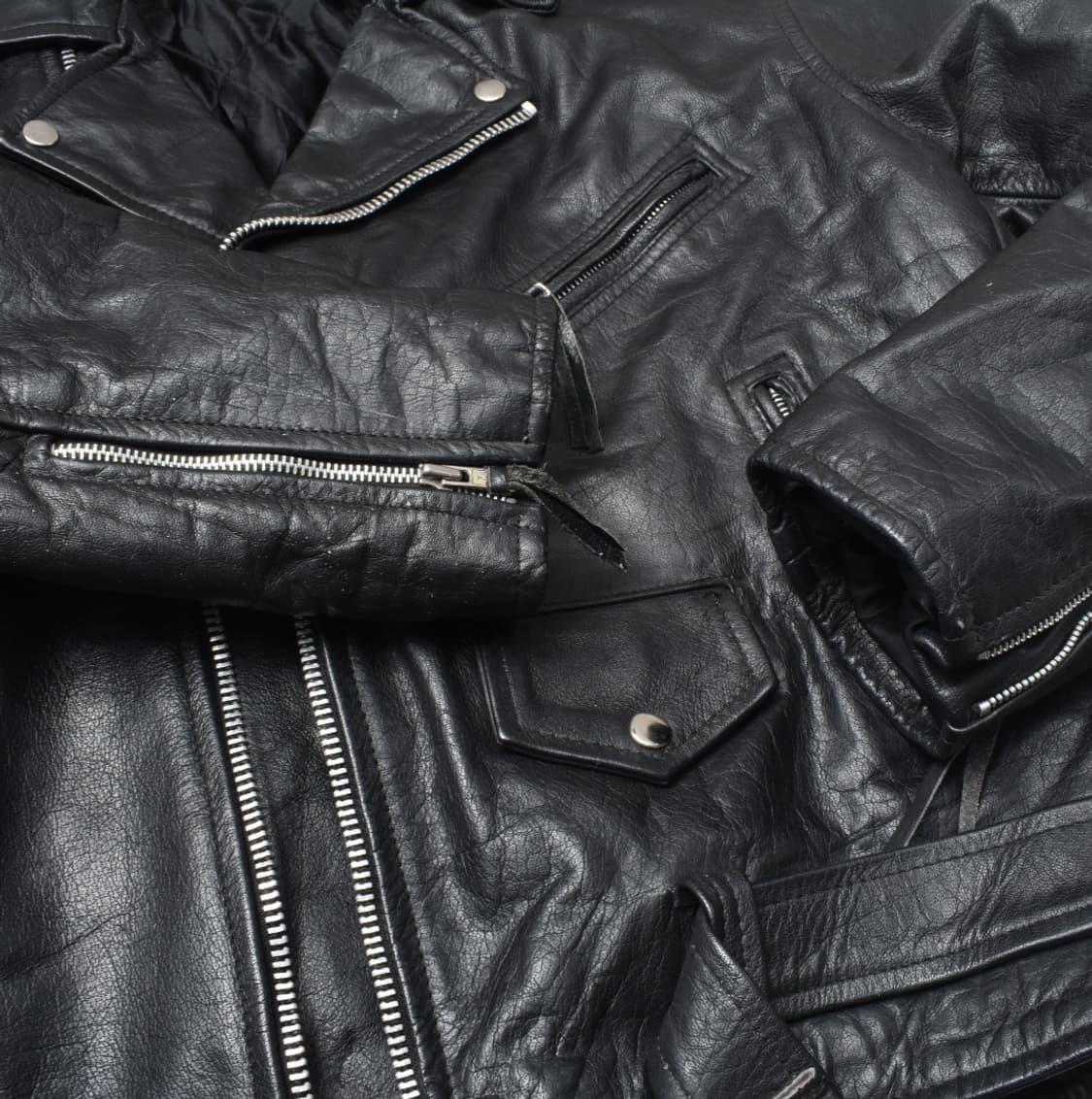 90S 리얼 레더 하드 라이더 가죽 자켓 48 N0719 상품이미지4