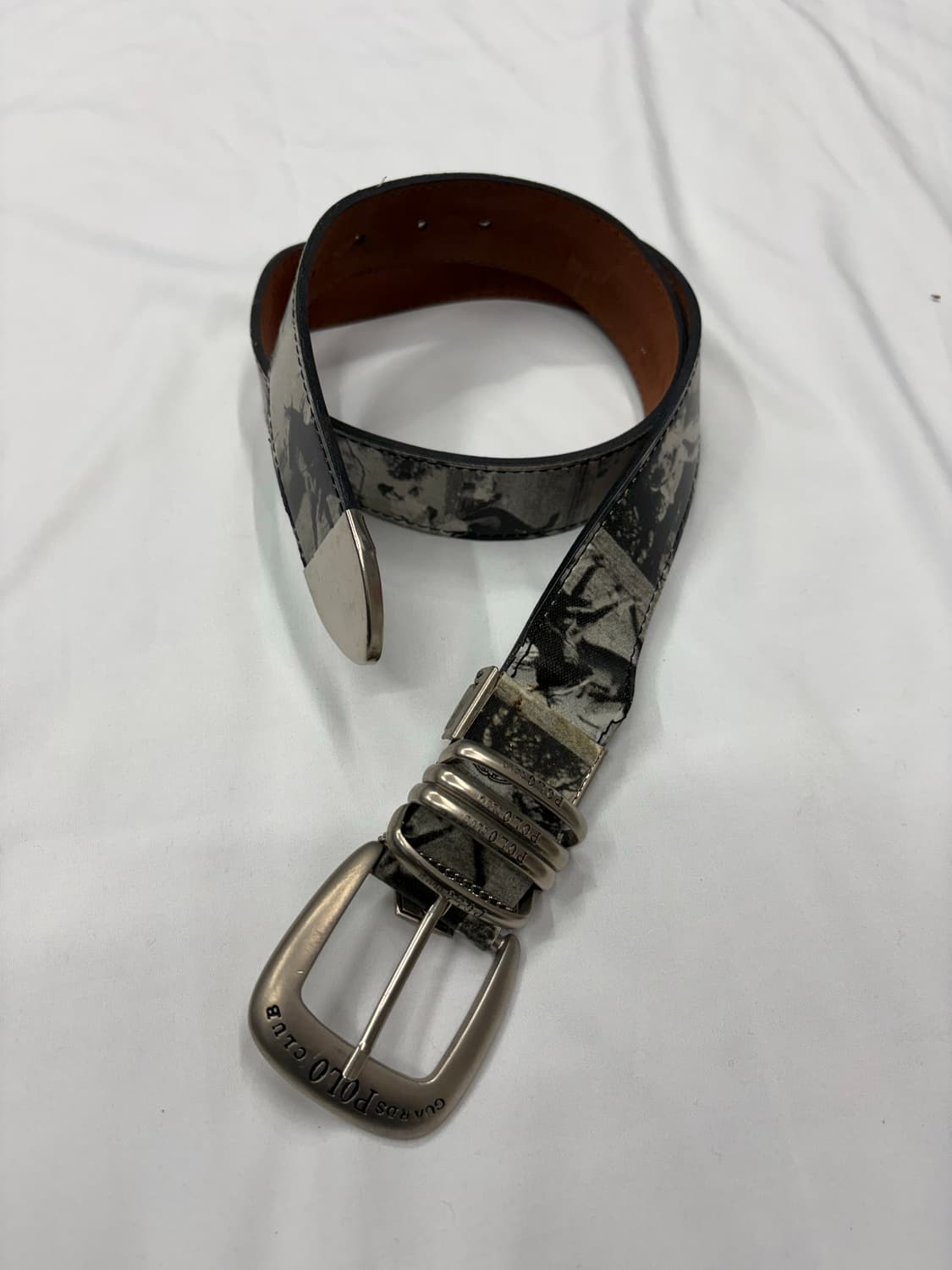 폴로 클럽 빈티지 프린팅 레더 벨트 Polo Club 상품이미지1