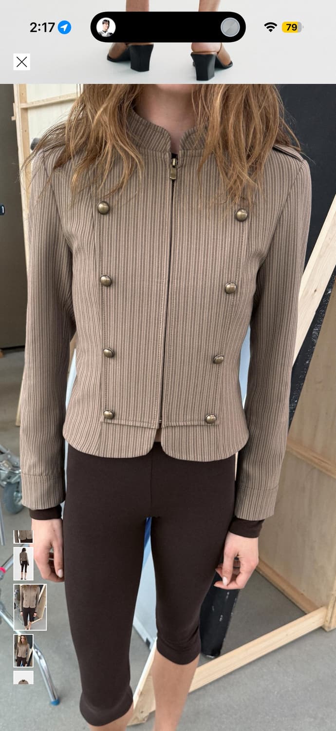 자라 스트라이프 타이트핏 블레이저 나폴레옹 자켓 zara 상품이미지1