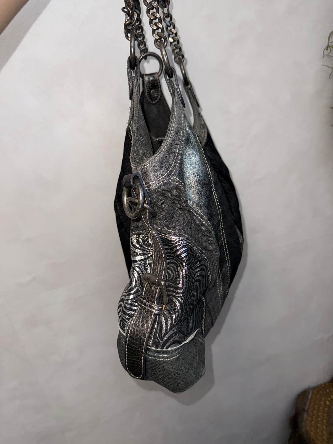 BNX black metal silver oriental tote bag 상품이미지3