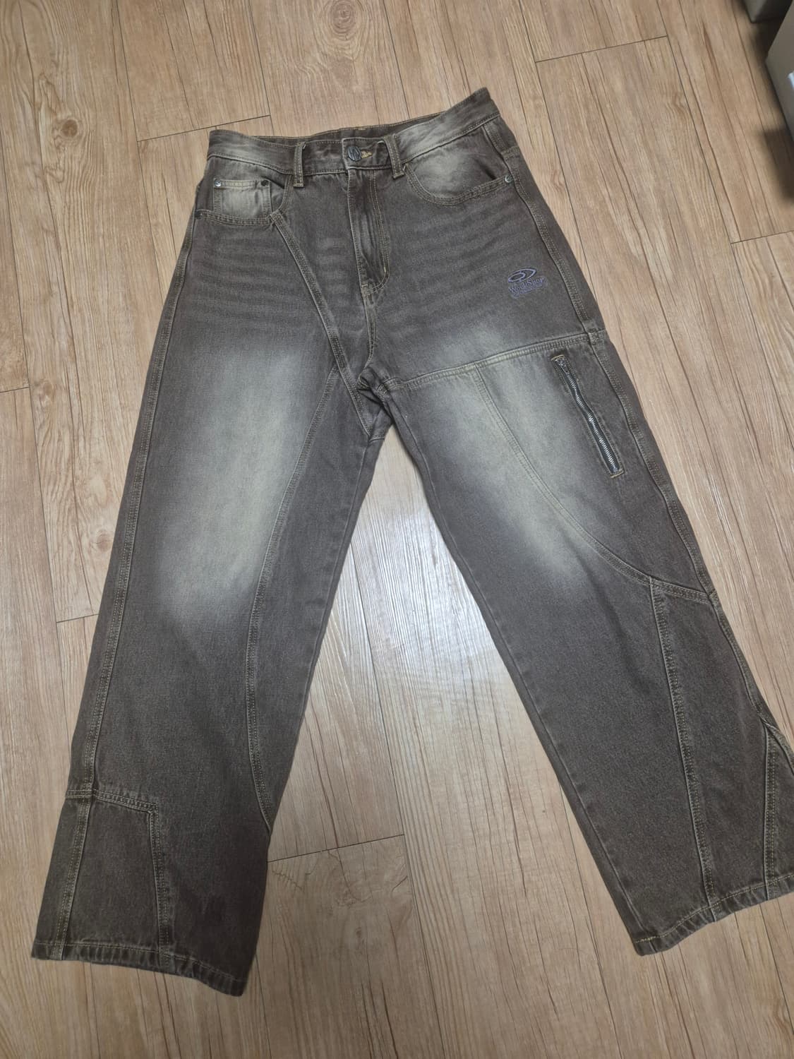 [트래블] 절개 워싱 데님 팬츠 샌드 브라운 상품이미지3