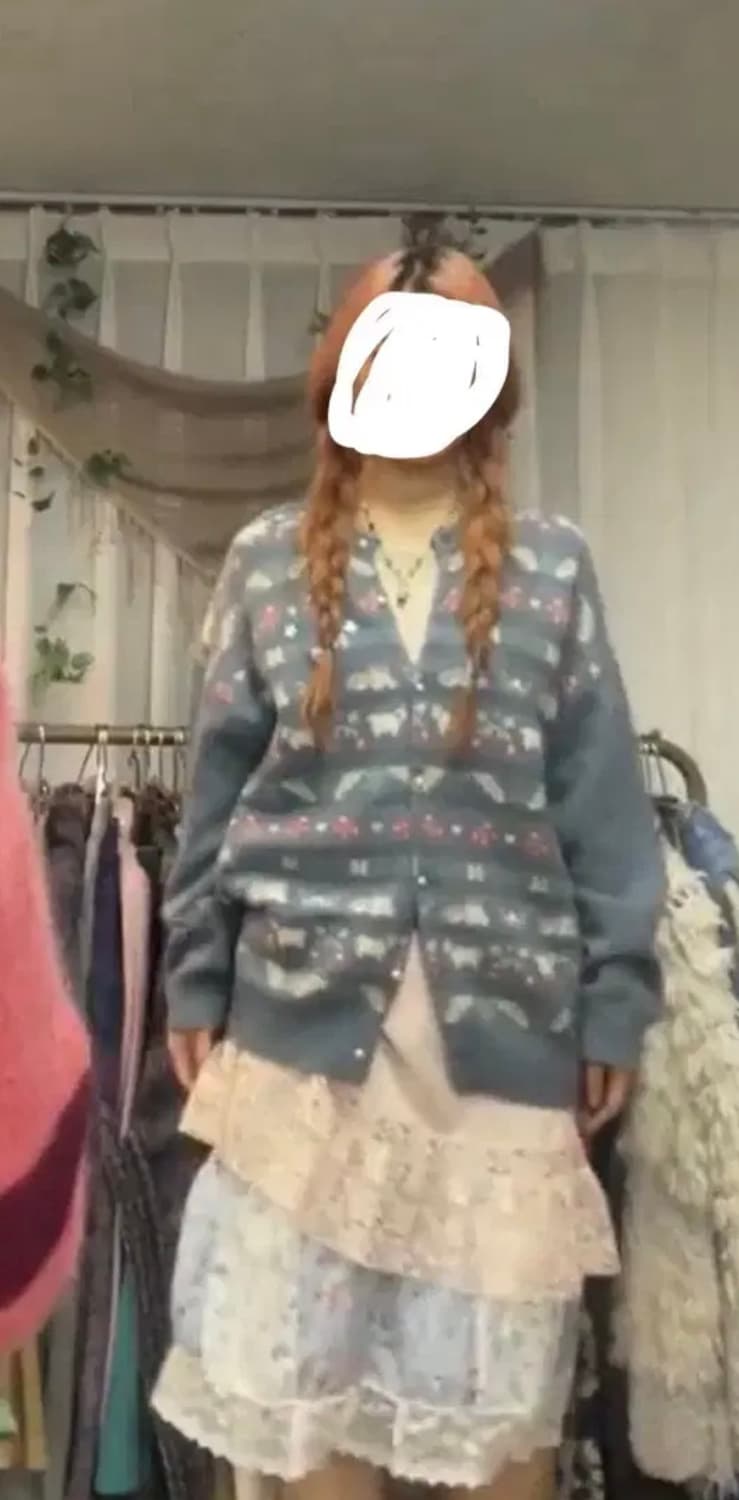 케미컬시스터즈 소다우유 네코 잔꽃 가디건  상품이미지2