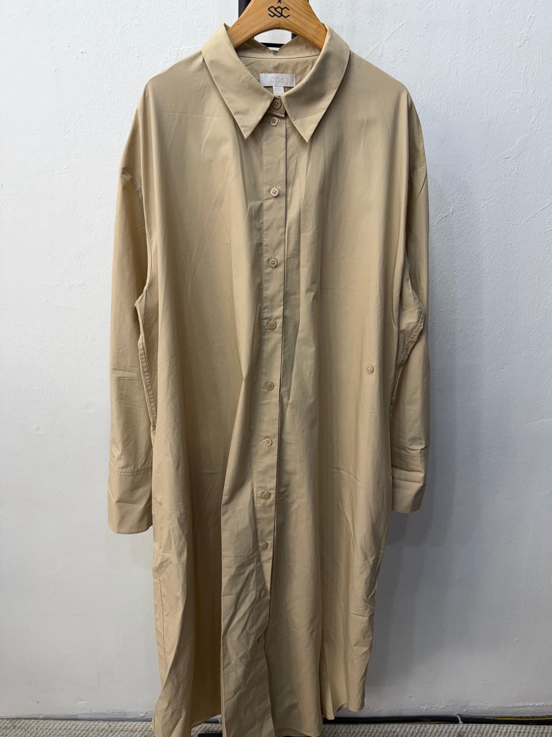 정품) COS 코스 여성 베이지 루즈핏 셔츠 원피스 42 상품이미지1