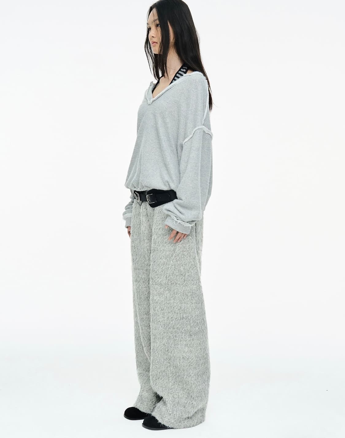 CERRIC HAIRY WIDE PANTS / GRAY 상품이미지2