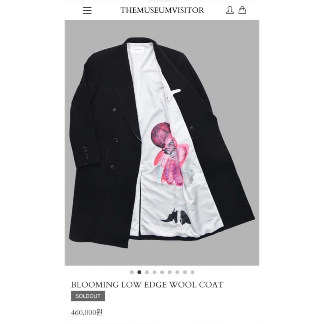 더 뮤지엄 비지터 블루밍 로우 엣지 울 코트 블랙 상품이미지3