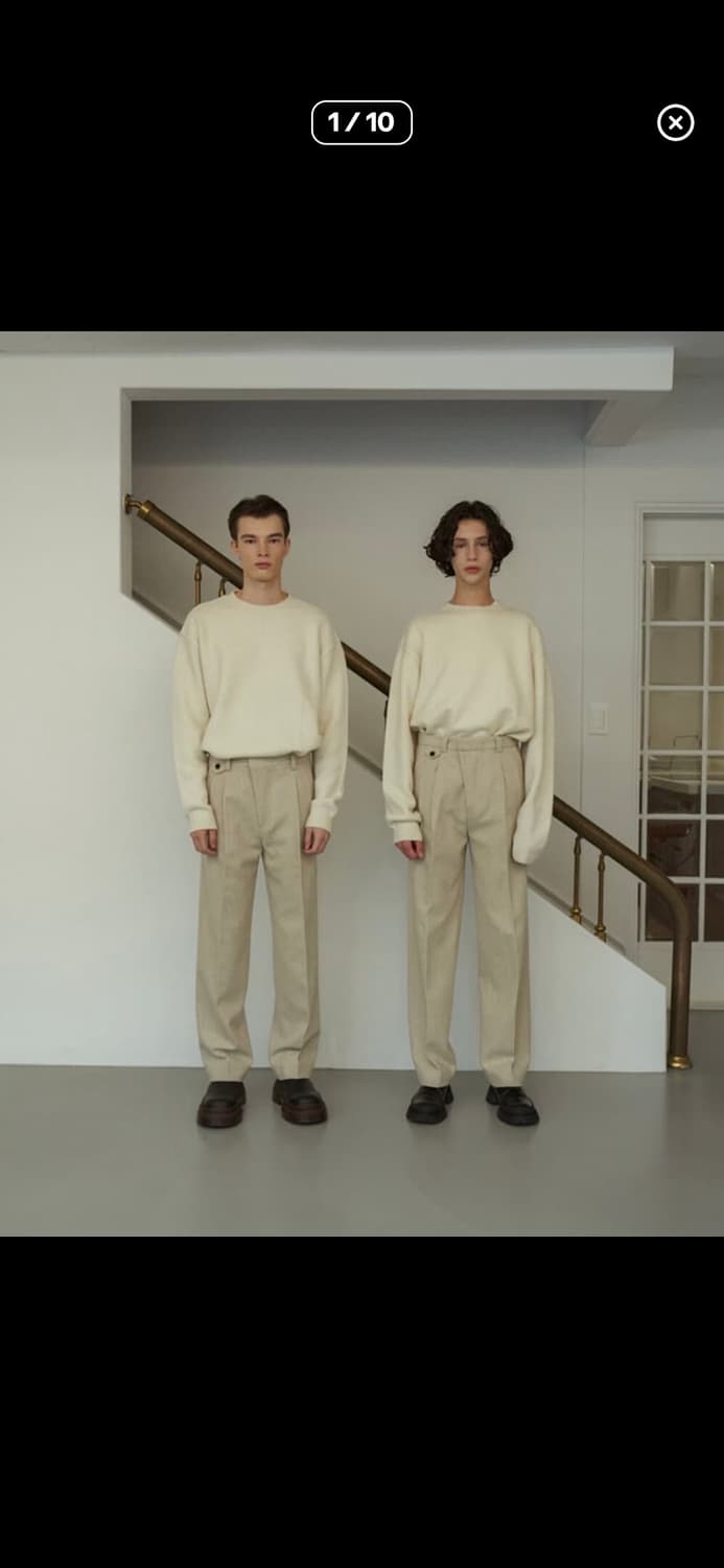 [S] STU 20FW 투턱 루즈핏 슬랙스 아이보리 상품이미지1