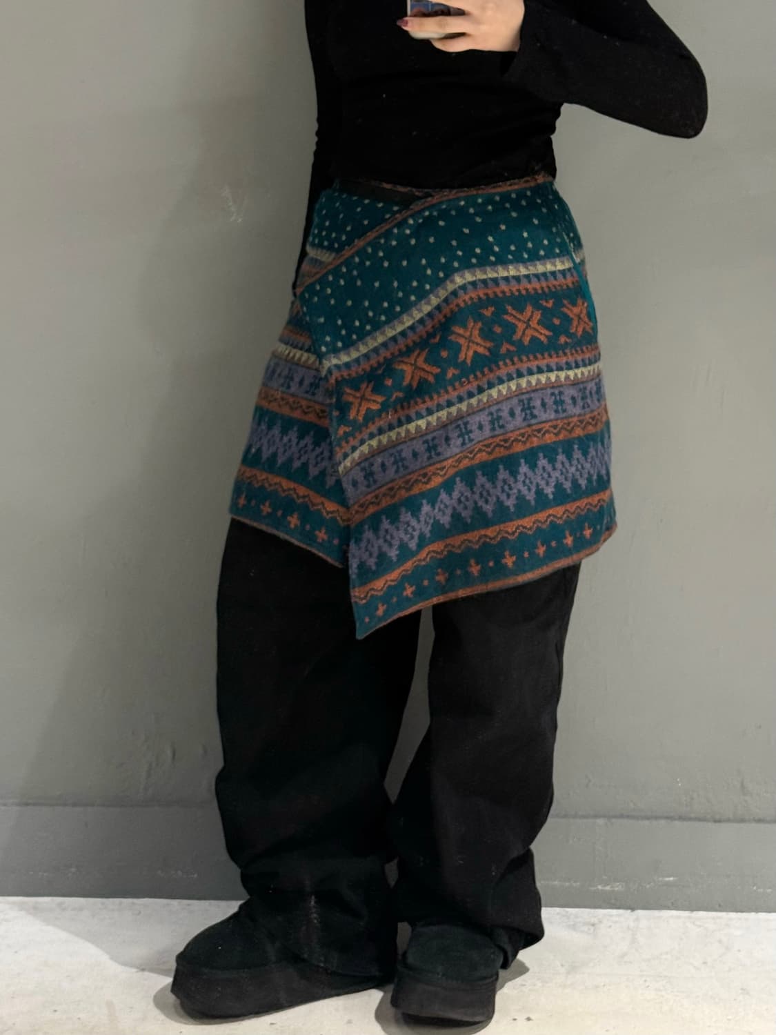 snow pattern wrap detail skirt 상품이미지1