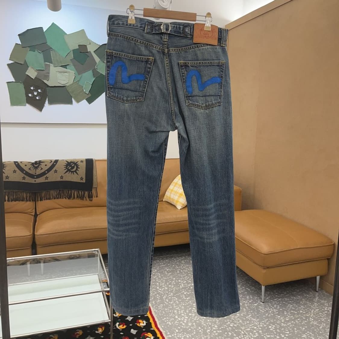 에비수 빈티지 레트로 포켓프린팅 데님팬츠 32인치C06869 상품이미지4