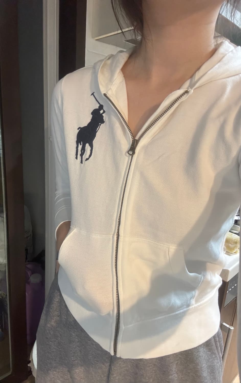 폴로 랄프로렌 빅포니 화이트 후드집업🦴 상품이미지2