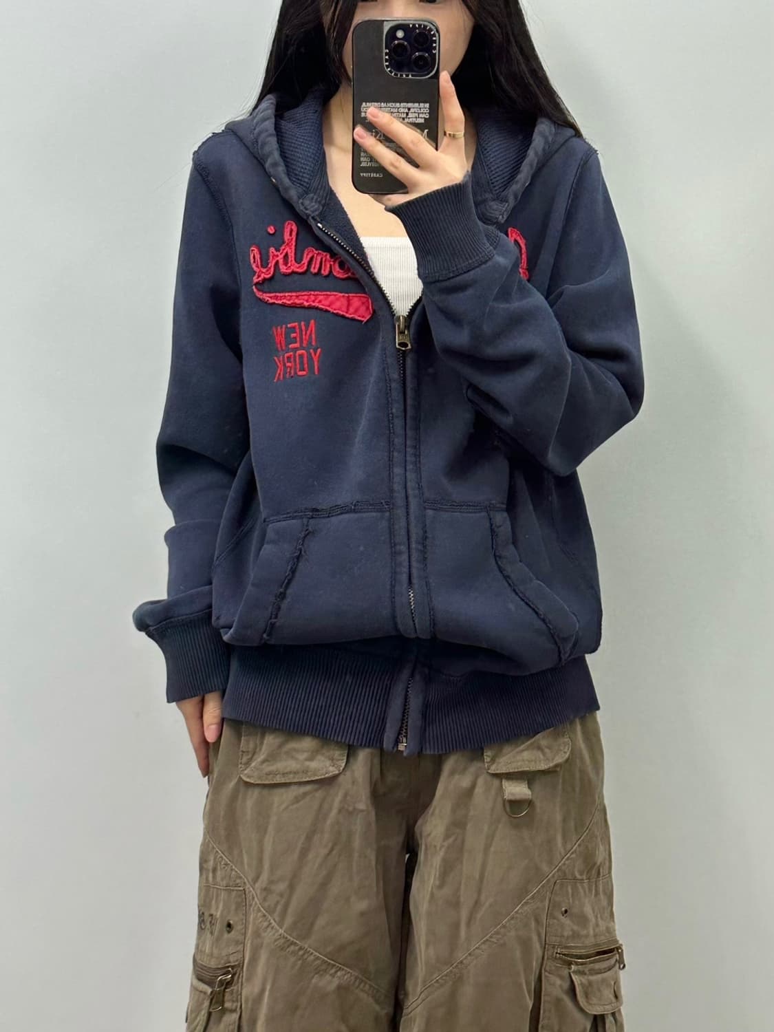 아베크롬비 y2k 와투케 네이비 아방핏 후드집업 상품이미지1