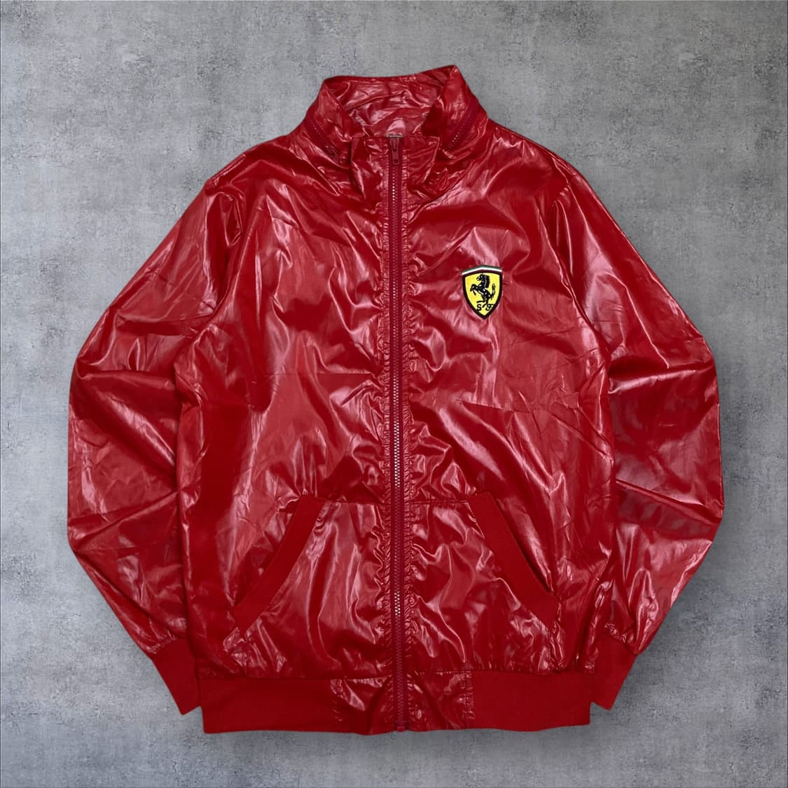 빈티지 페라리 빅로고 레드 유광 바람막이 상품이미지2
