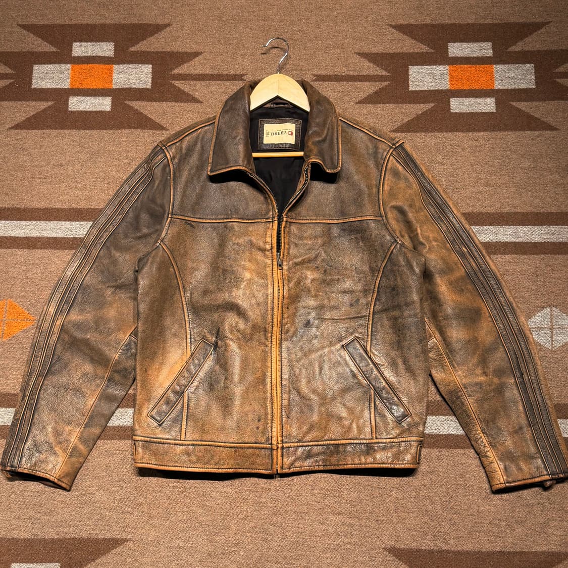 USA Buckle67 헤비 카우레더 스포츠 자켓 L 105 소가죽 상품이미지2