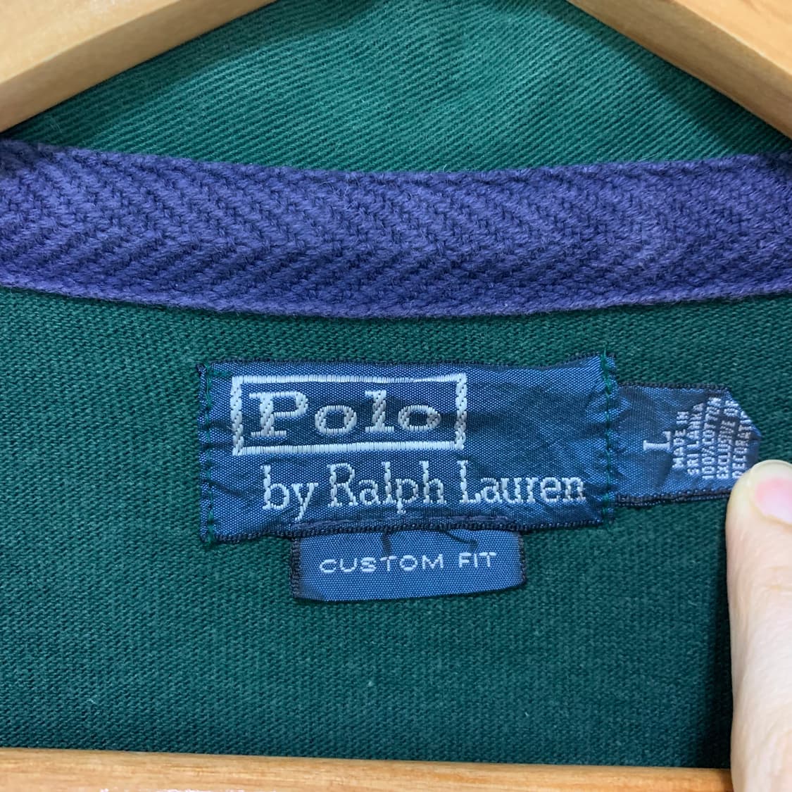 폴로 랄프로렌 그린 럭비티 롱슬리브 카라 긴팔 티셔츠 L 빈티지 상품이미지4