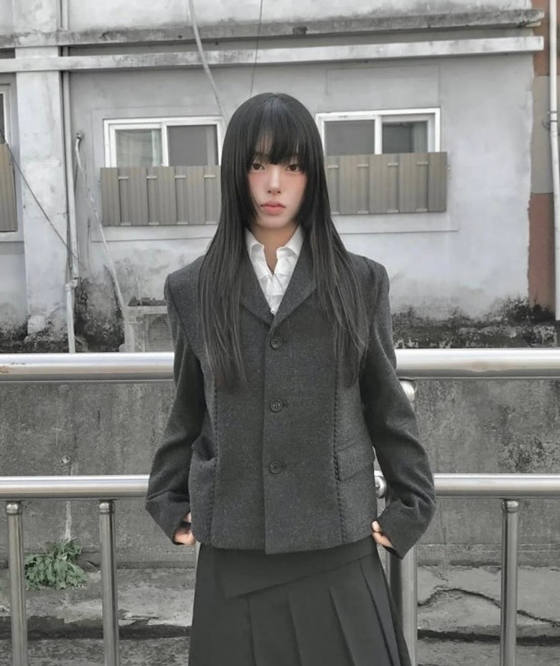 체메씨 폼보우 자켓 차콜 상품이미지2