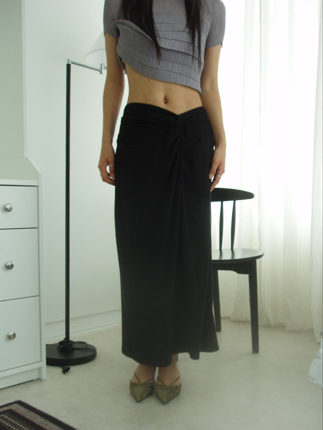 Black twist long skirt 상품이미지1
