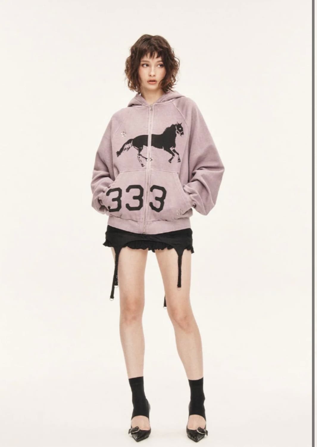 (일괄) 쓰리타임즈 미드나잇 스터드 후드집업 + 가터 스커트 상품이미지2