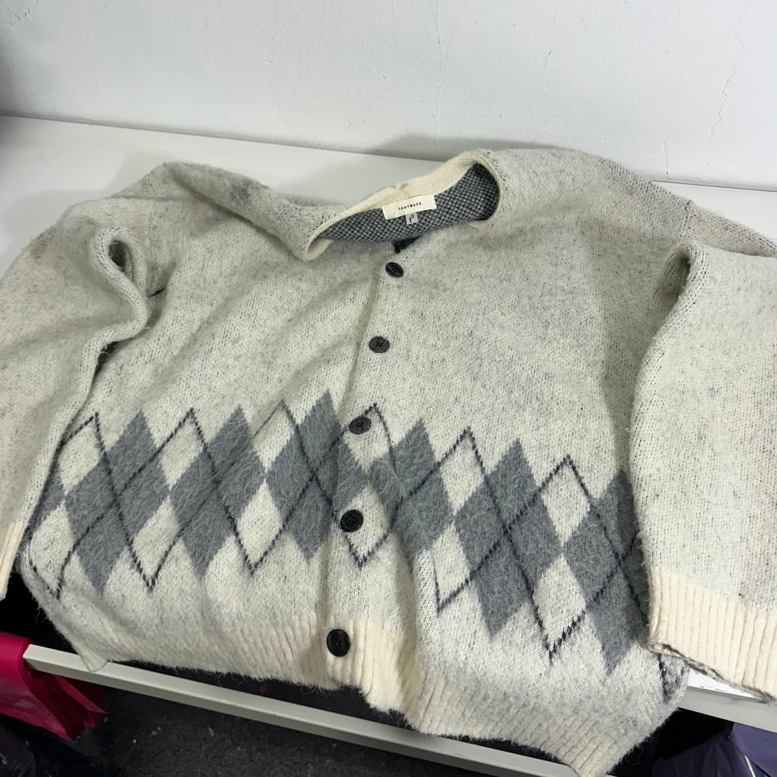 100-105 토니웩 크림 오버핏 알파카 가디건 상품이미지1