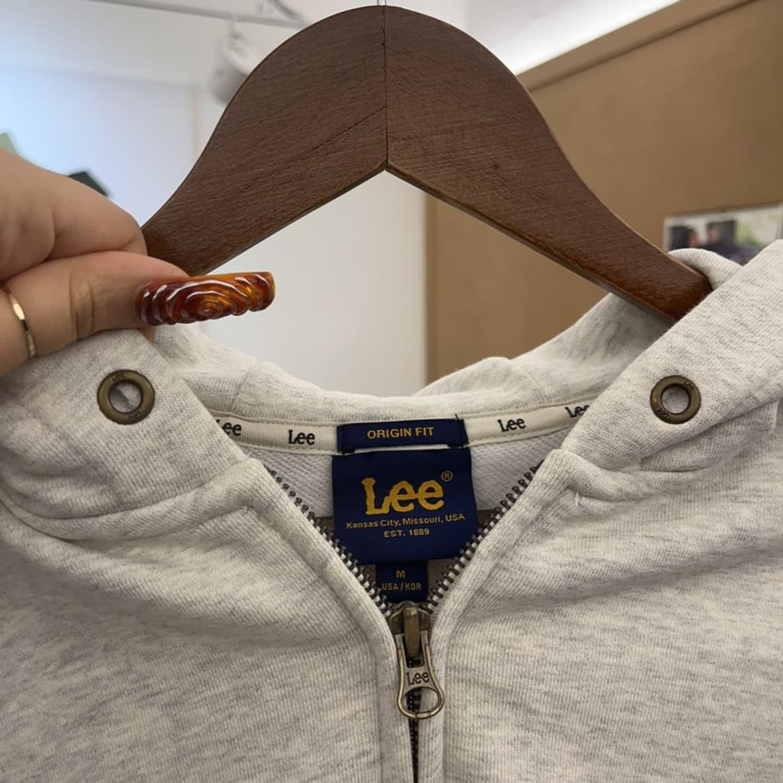 LEE 빈티지 대장핏 모던 캐주얼 오트밀 후드집업 M C09499 상품이미지7