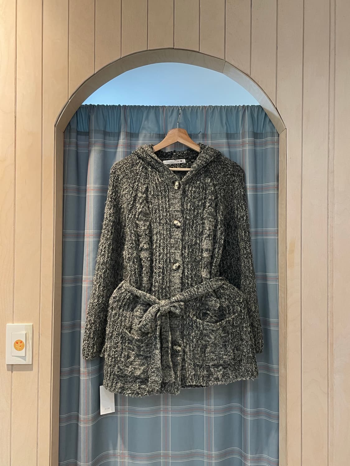 일본빈티지 보카시 후드 벨트가디건 상품이미지3