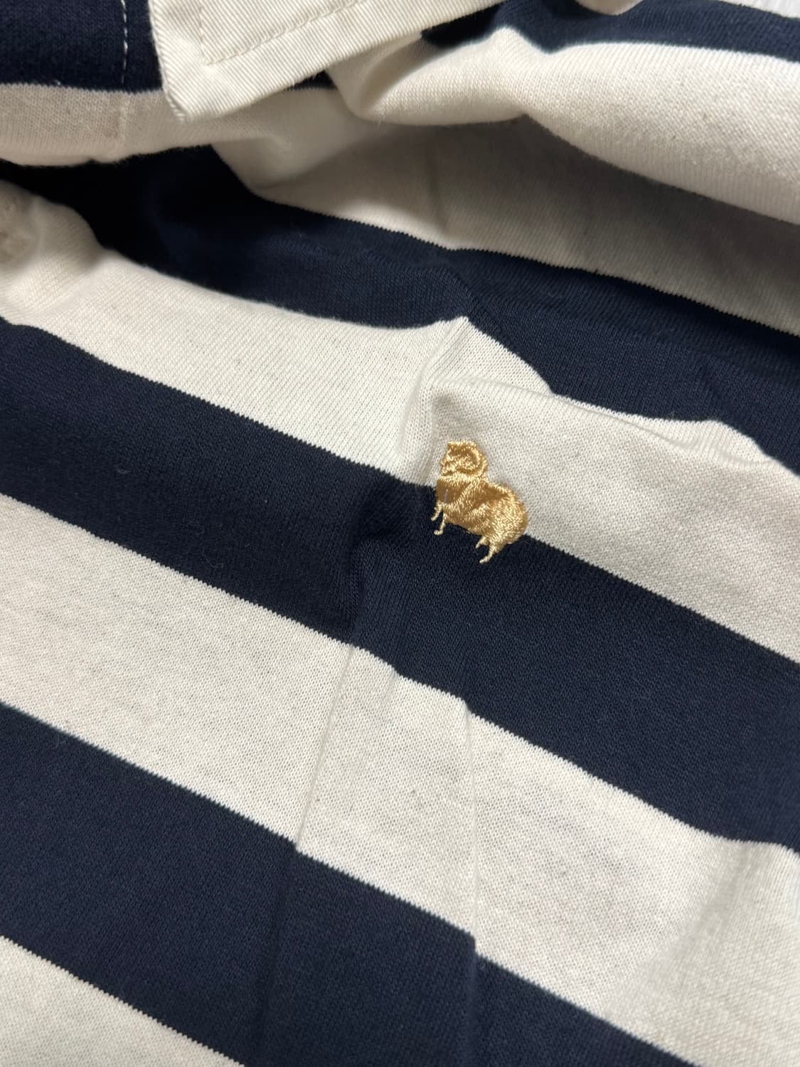 바스통 스트라이프 럭비 폴로 티셔츠 아이보리/네이비 L 상품이미지4