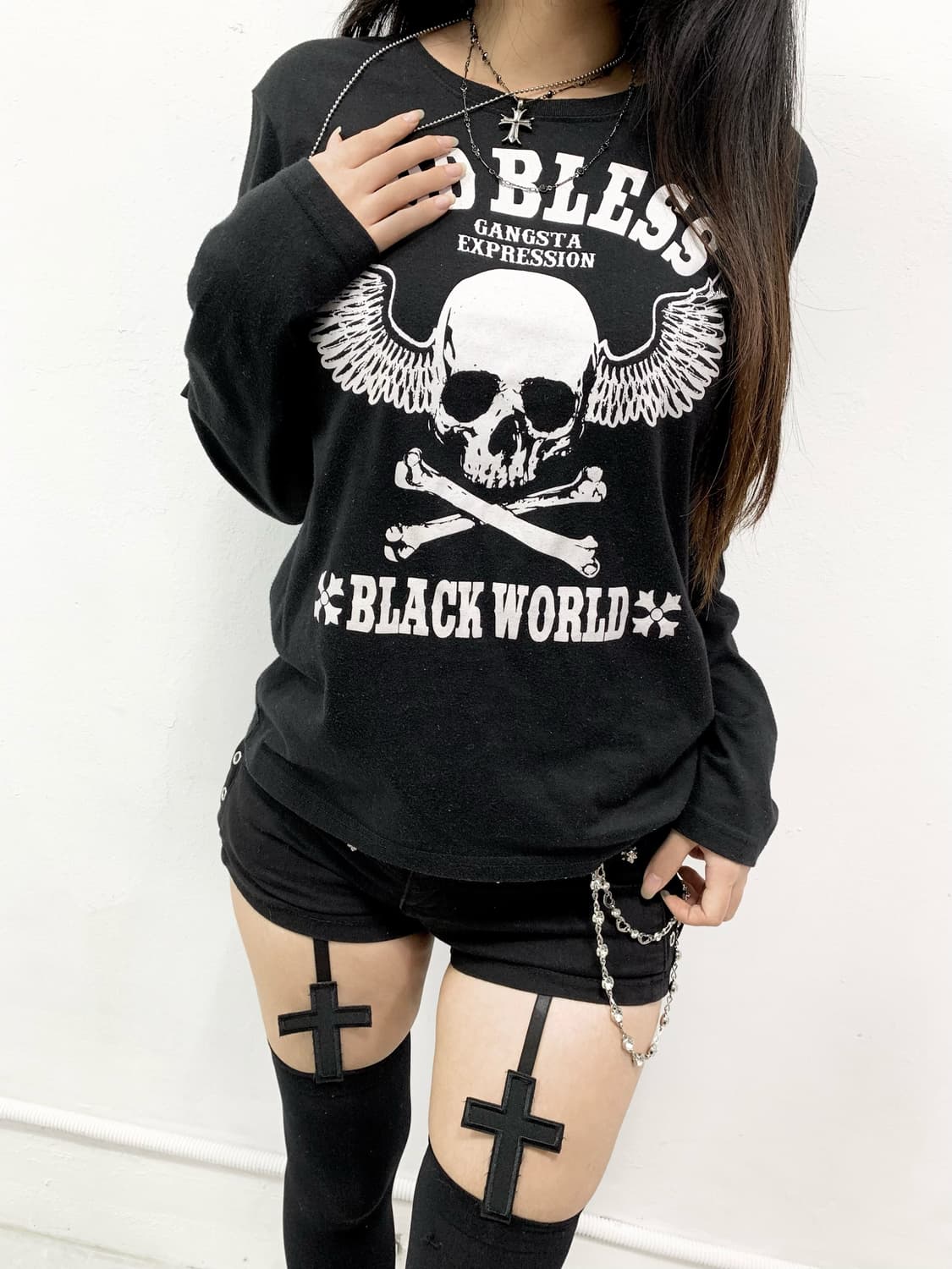 [BLUEGILL] 펑크 스컬 날개 레터링 롱슬리브 상품이미지5