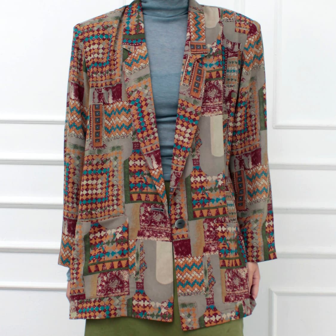 일본 빈티지 패턴 싱글 자켓 상품이미지6