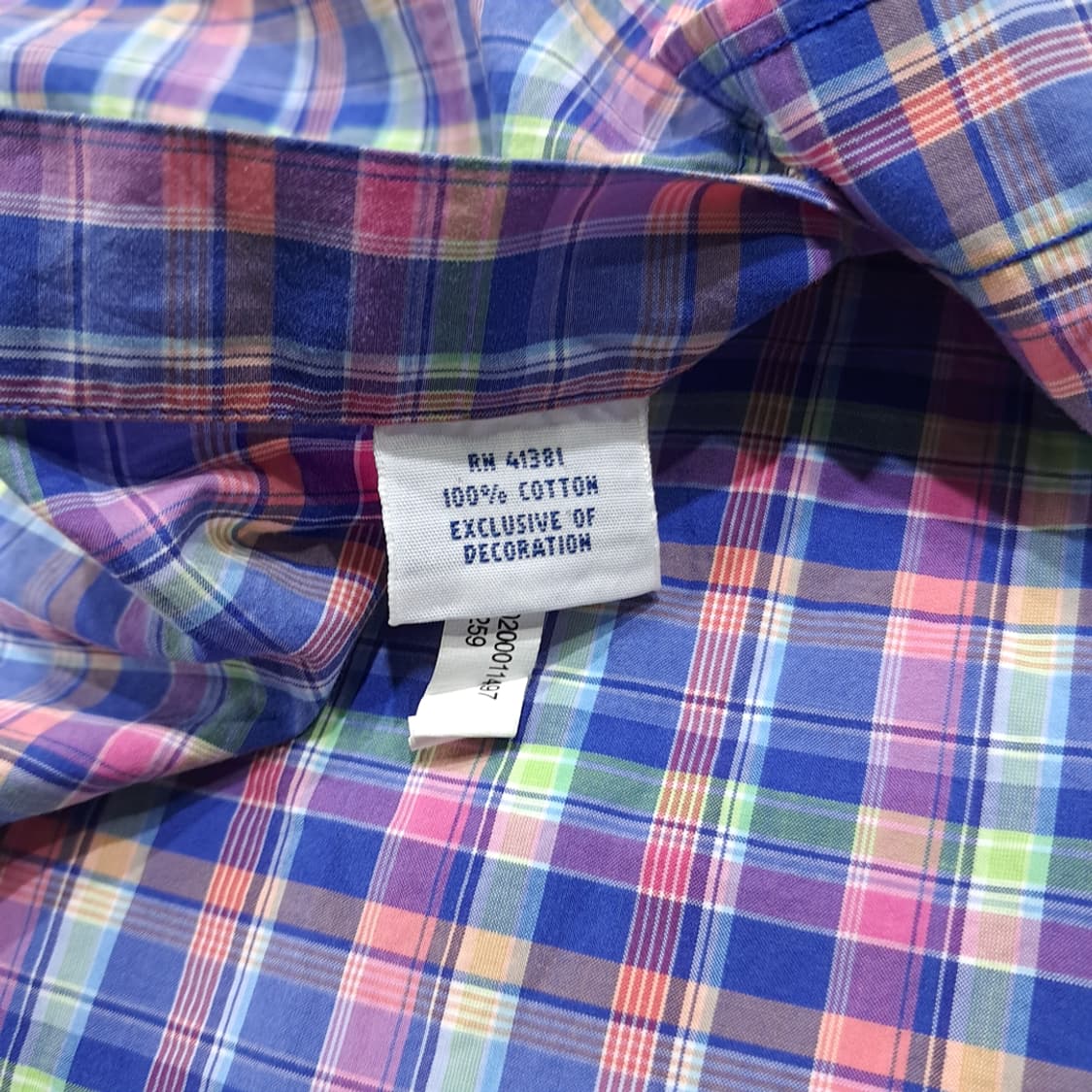 CL596 4XB 폴로 90s 코튼 핑크 블루 스몰 매드라스 체크 셔츠 상품이미지5