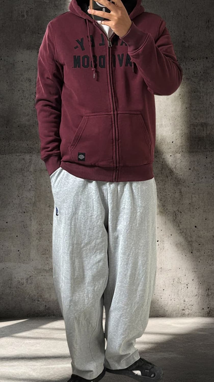 Harley-Davidson 할리 데이비슨 버건디 기모 후드집업 상품이미지2