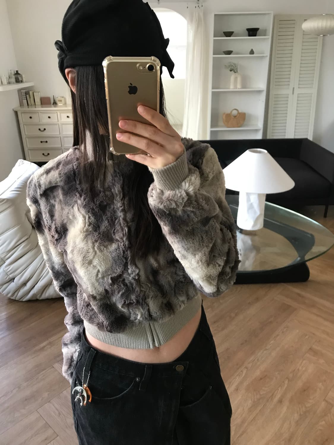 vintage crop fur zip up 상품이미지1