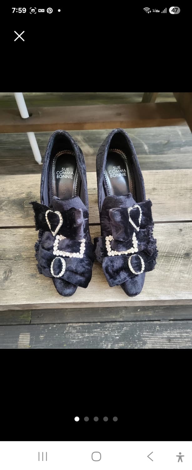 수콤마보니 벨벳 큐빅 장식 힐230 새제품 상품이미지6